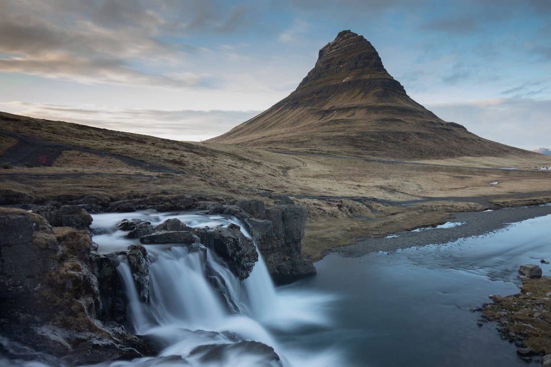 Kirkjufell and Kirkjufellsfoss on the Snaefellsnes peninsula